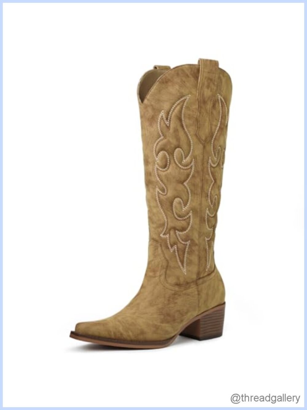 Women's Knee High Faux Leather Western Cowboy Boots Pointed Toe